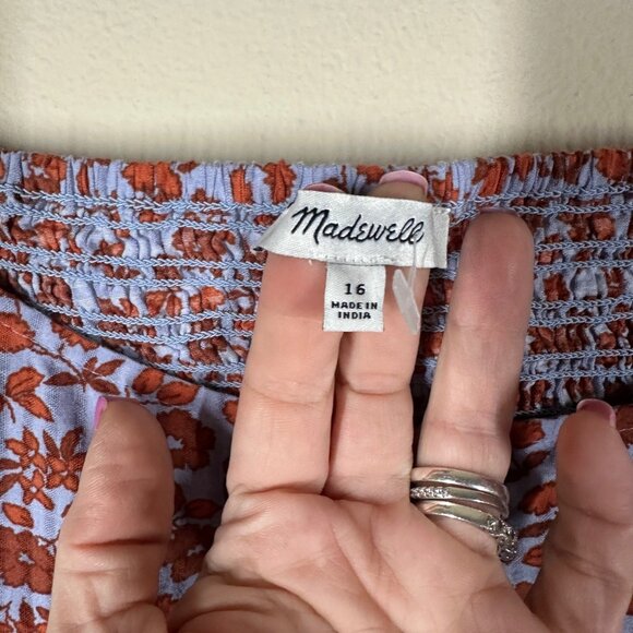 Madewell Piccola Floral Smocked-Back Top Womens Size 16 Vintage Prairie Boho - Picture 7 of 9